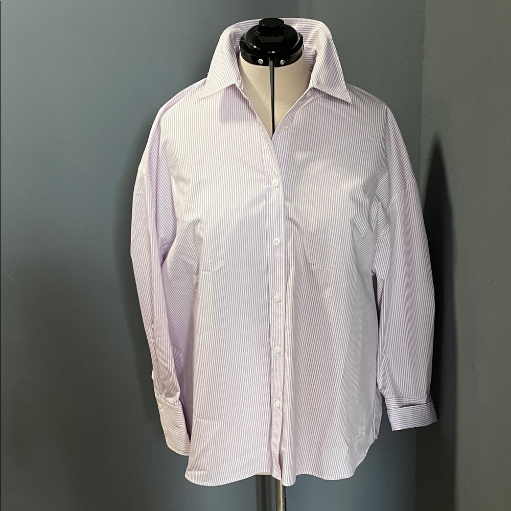 Zara Purple Striped Button Down Shirt Size-XXL NWT